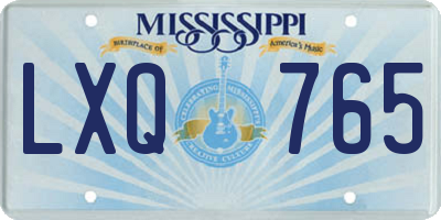 MS license plate LXQ765