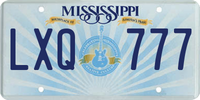 MS license plate LXQ777
