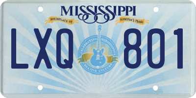 MS license plate LXQ801