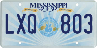 MS license plate LXQ803