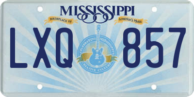 MS license plate LXQ857