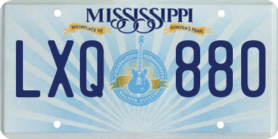 MS license plate LXQ880