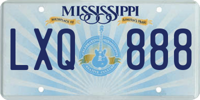 MS license plate LXQ888