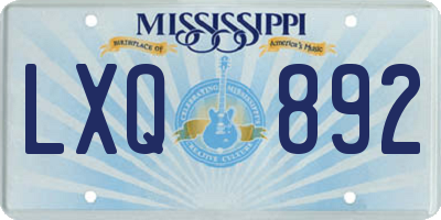 MS license plate LXQ892