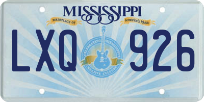 MS license plate LXQ926