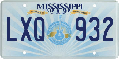 MS license plate LXQ932