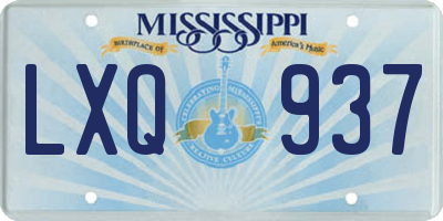 MS license plate LXQ937