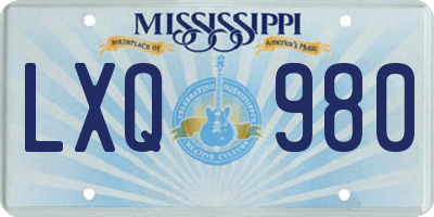 MS license plate LXQ980