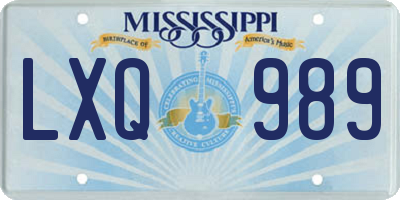 MS license plate LXQ989