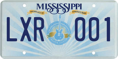 MS license plate LXR001