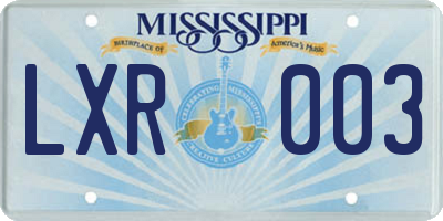 MS license plate LXR003