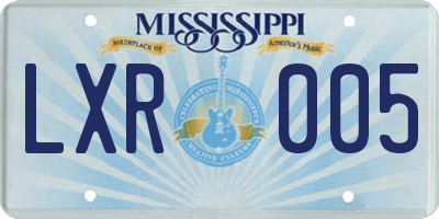 MS license plate LXR005