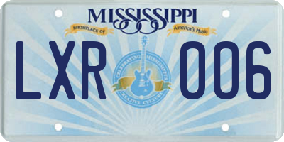 MS license plate LXR006