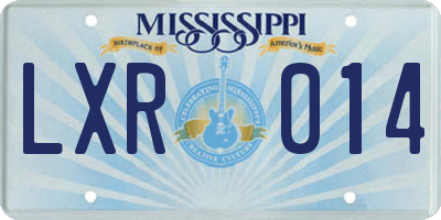 MS license plate LXR014