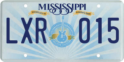 MS license plate LXR015