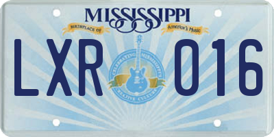 MS license plate LXR016