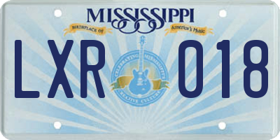 MS license plate LXR018