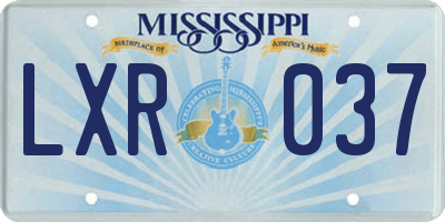 MS license plate LXR037