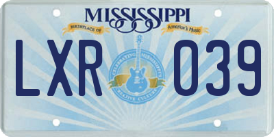 MS license plate LXR039