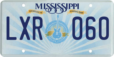 MS license plate LXR060