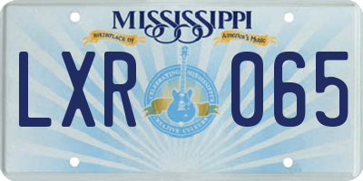 MS license plate LXR065