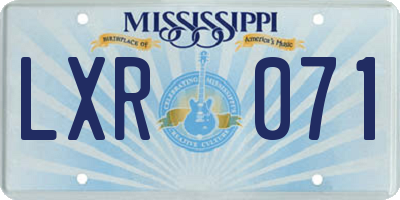 MS license plate LXR071