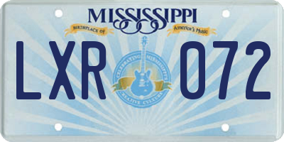 MS license plate LXR072