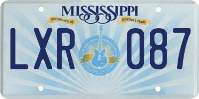 MS license plate LXR087