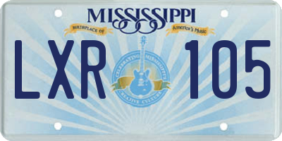 MS license plate LXR105