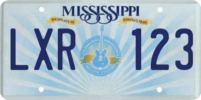 MS license plate LXR123