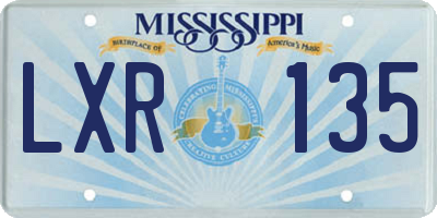 MS license plate LXR135