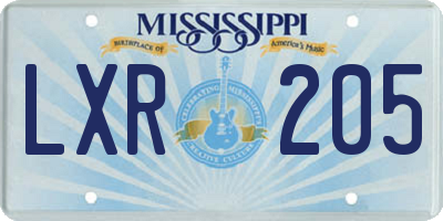 MS license plate LXR205