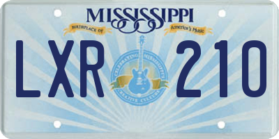 MS license plate LXR210