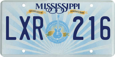 MS license plate LXR216