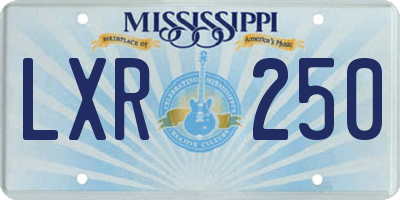 MS license plate LXR250