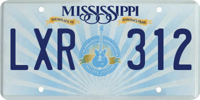 MS license plate LXR312