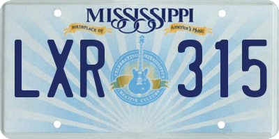 MS license plate LXR315