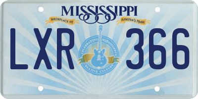 MS license plate LXR366