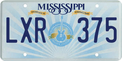 MS license plate LXR375