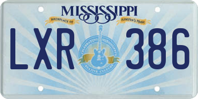 MS license plate LXR386