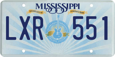 MS license plate LXR551