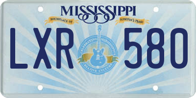 MS license plate LXR580