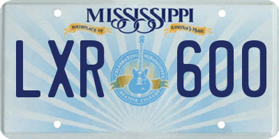 MS license plate LXR600