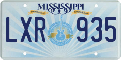 MS license plate LXR935