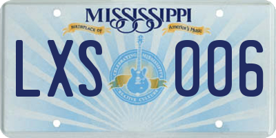 MS license plate LXS006
