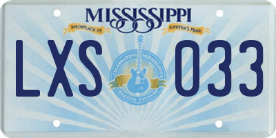 MS license plate LXS033