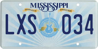 MS license plate LXS034