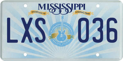 MS license plate LXS036