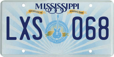 MS license plate LXS068