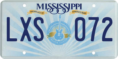 MS license plate LXS072